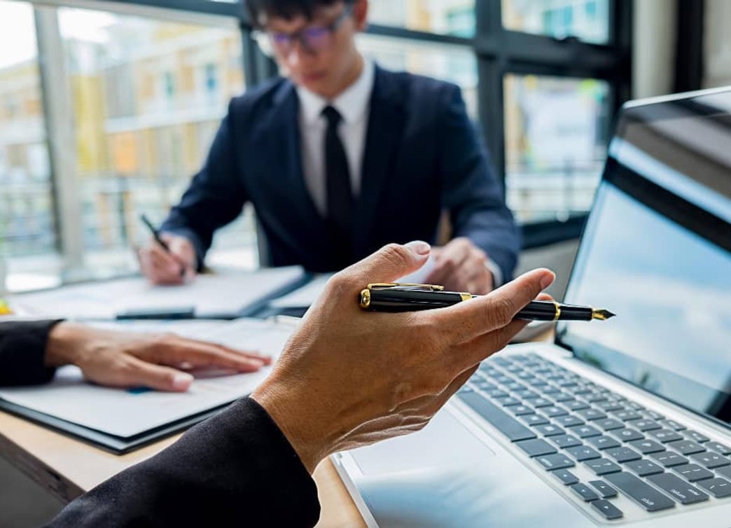 Investigator presenting evidence report in Orange County CA