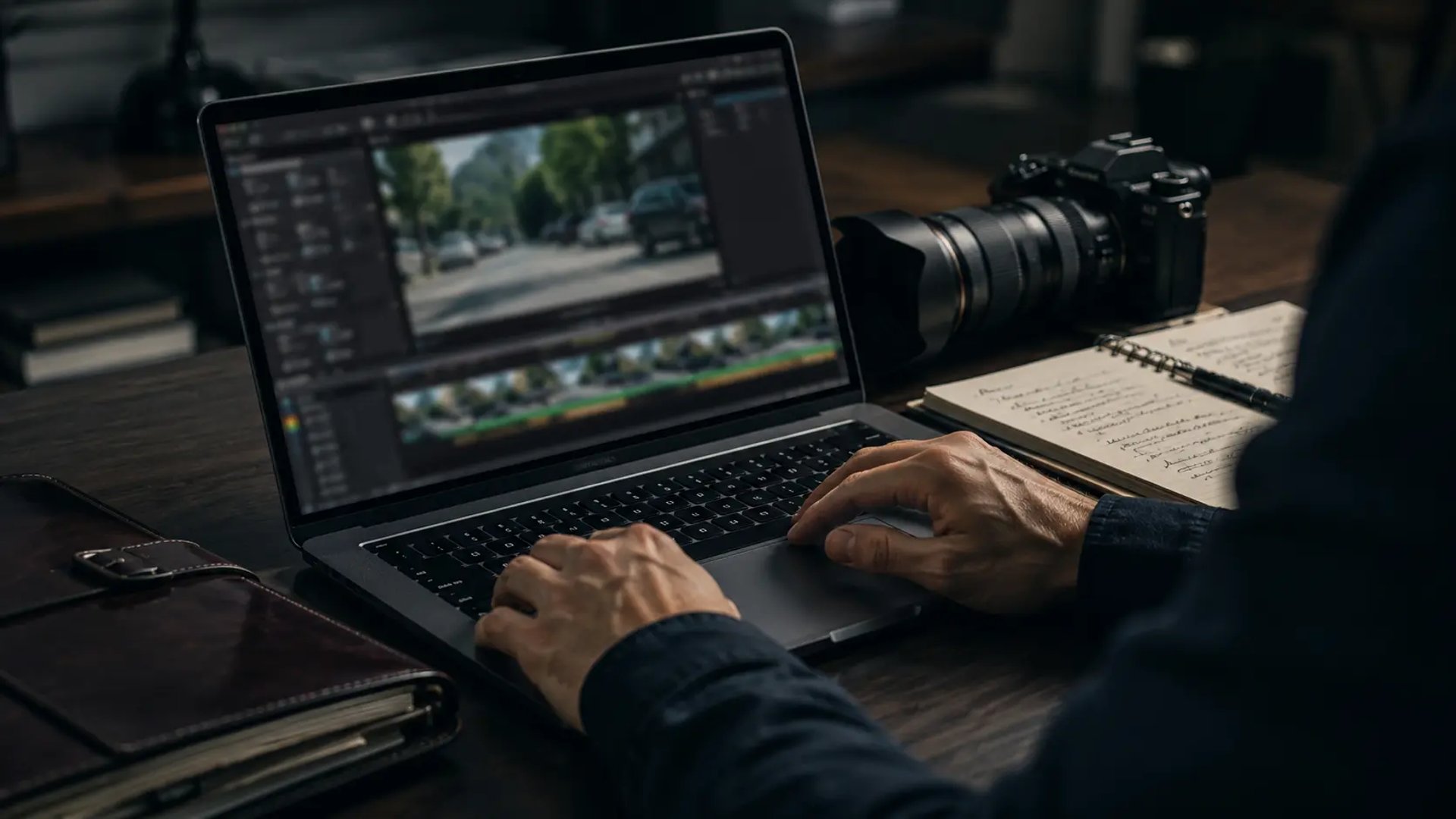 Professional investigator reviewing court-defensible subrosa surveillance video evidence for workers compensation case